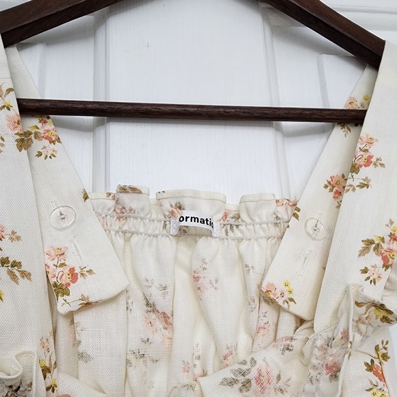 Reformation Shrub Ruffle Hem Linen Top White Ditsy Floral Print Medium - Picture 7 of 8